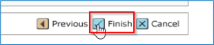 Mouse hovering on a button that reads 'Finish'.