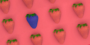 Pink and blue strawberries
